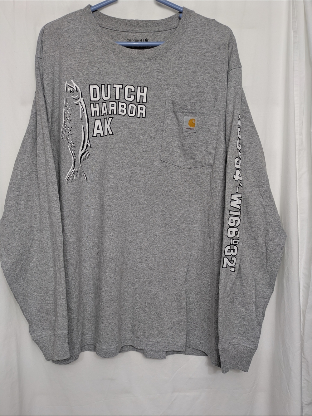 Carhartt Gray 'Dutch Harbor AK' Long Sleeve Pocket Tee